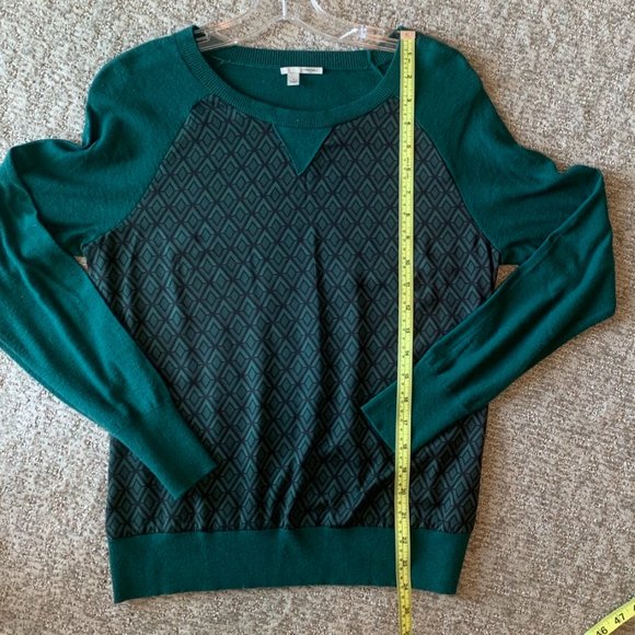 Halogen Emerald Green/Black with Geometric Print Sweater - Size Small - Picture 6 of 8
